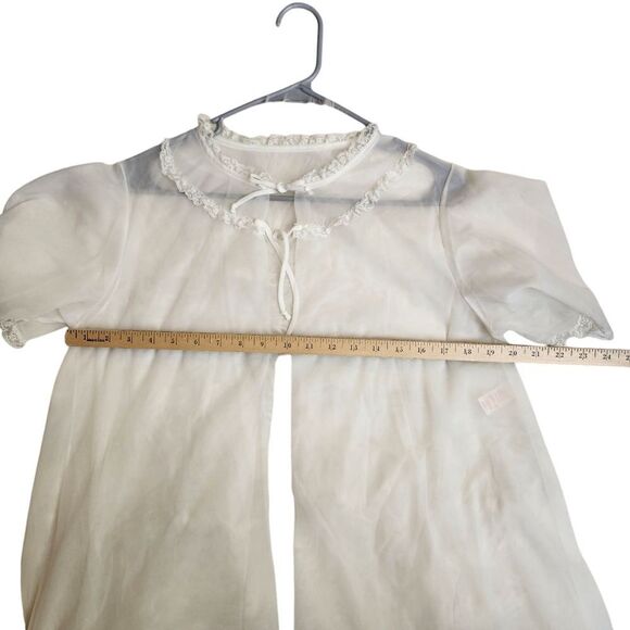 Gilead 90's Vtg Nylon And Lace Short Sleeve Grannycore Fairy Robe Sz Md - Picture 6 of 10